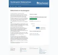 Kleine Seitenvorschau von hunderegister-nds.de