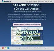 Kleine Seitenvorschau von kalkool.de