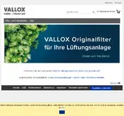 Kleine Seitenvorschau von shop.vallox.de