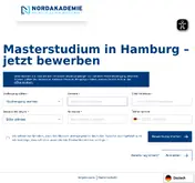Kleine Seitenvorschau von masterbewerbung.nordakademie.de
