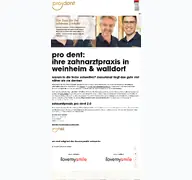 Kleine Seitenvorschau von pro-dent.de